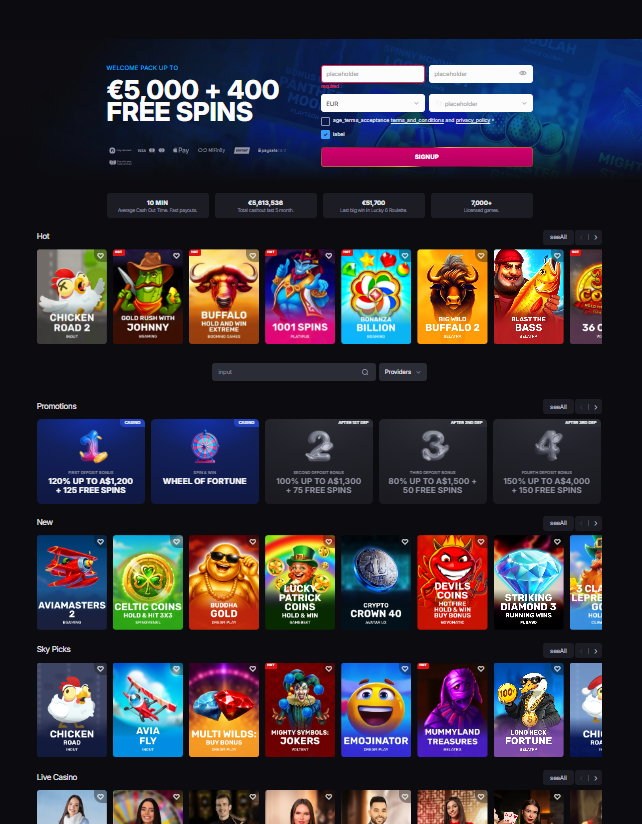 SkyCrown Casino Dashboard